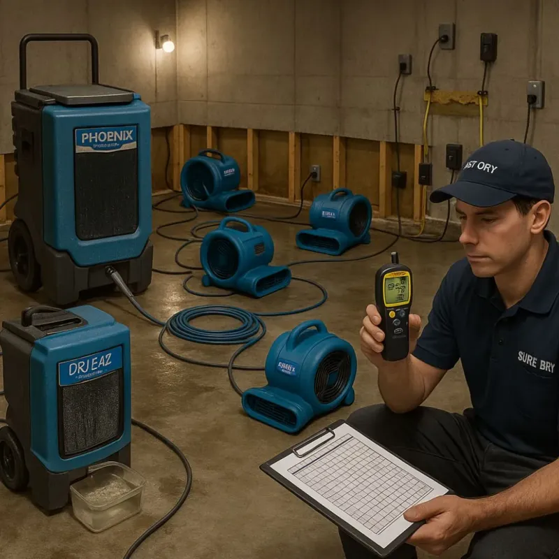 Structural Drying and Dehumidification process in Oakley, KS